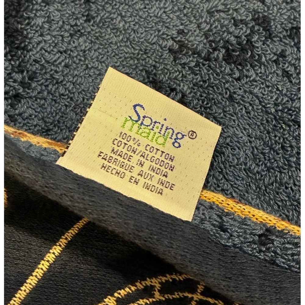 Vtg 90s Springmaid Celestial Bath Towel Navy Blue Sun Moon Stars Y2K Whimsigoth